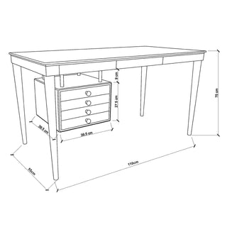 Timber Desk with Drawers -  Black