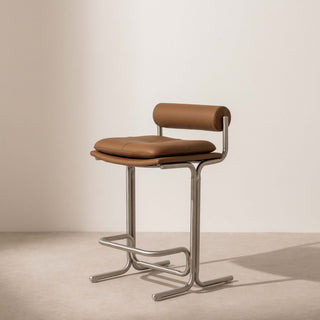 Bolster Bar Stool - Tan Leather