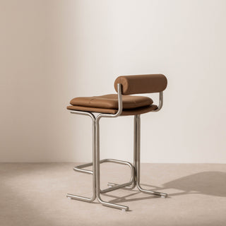 Bolster Bar Stool - Tan Leather