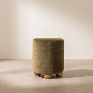 Pouffe with Ball Feet, Mohair