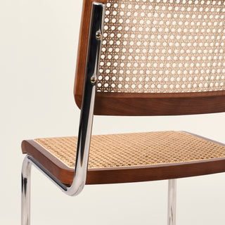 Chrome & Cane Dining Chair - Dark Oak