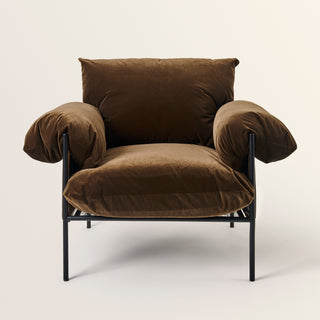 brown velvet lounge chair