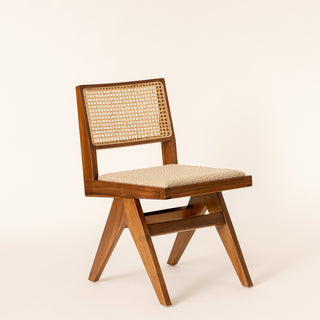 cane and upholstered dining chair