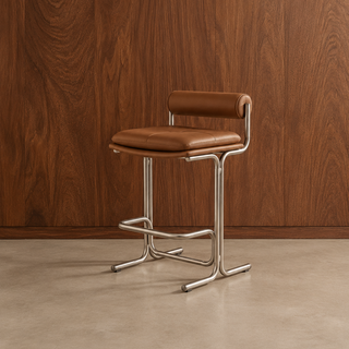 Bolster Bar Stool - Tan Leather