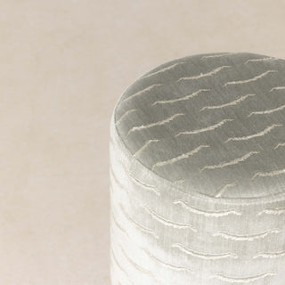 Velvet Pouffe with Walnut Plinth - Nouvelles