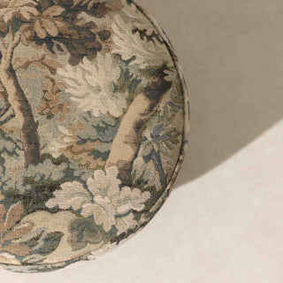 Tapestry Pouffe with Walnut Plinth