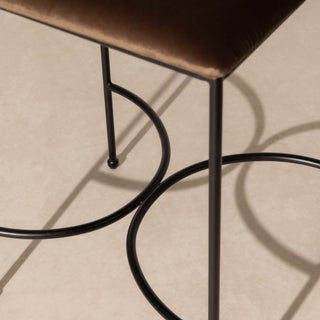 Metal & Velvet Bar Stool - Chocolate