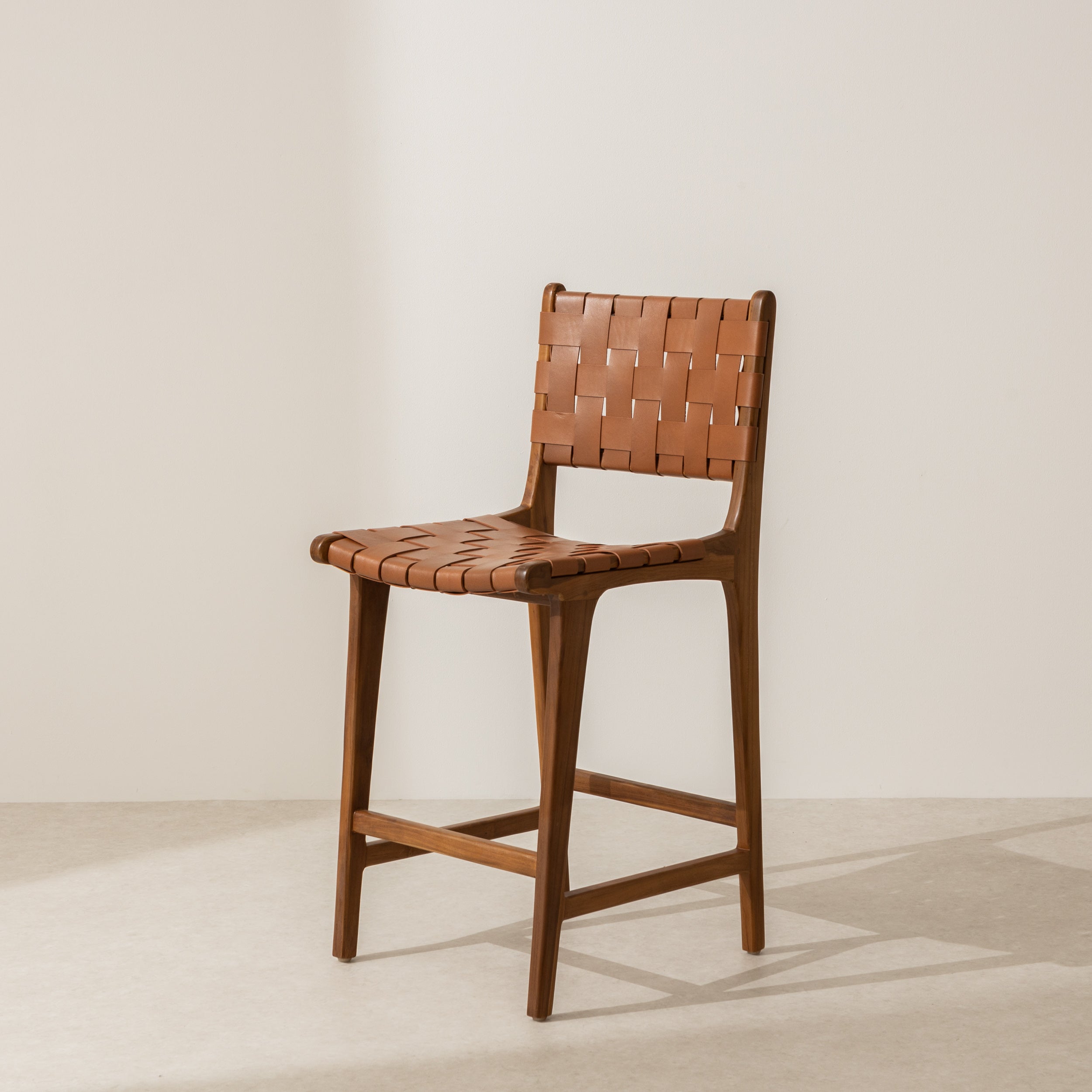 Leather Strap Bar Stool Tan – Six The - Main Image