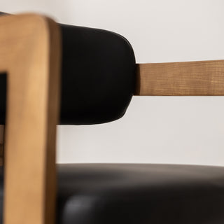 Curved Walnut Dining Chair - Leather