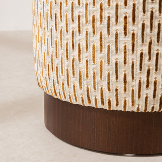 Velvet Pouffe with Walnut Plinth - Paris Vienne