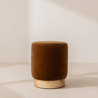 Velvet Pouffe with Burl Plinth