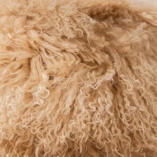 Sheepskin Pouffe with Walnut Plinth