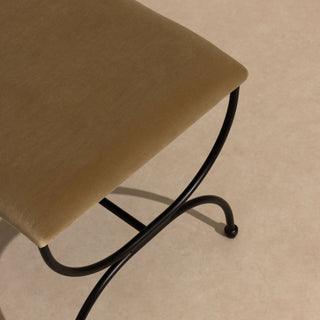Metal & Velvet Low Stool - Sage