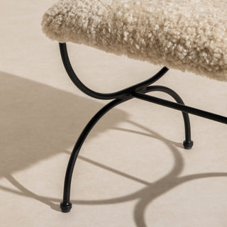 Metal & Sheepskin Low Stool