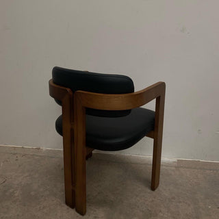 Curved Walnut Dining Chair - Leather