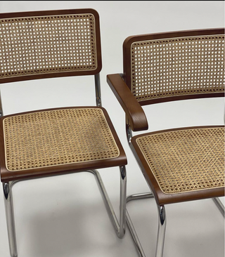 Chrome Cane Dining Chair with Arms Dark Oak Six The Residence