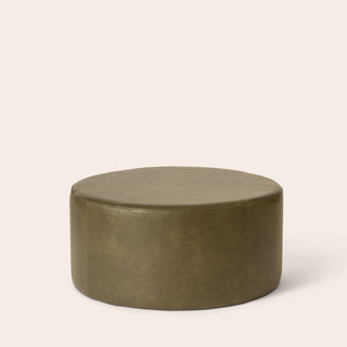 Leather Ottoman - Olive
