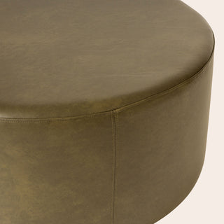 Leather Ottoman - Olive