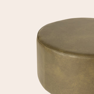 Leather Ottoman - Olive