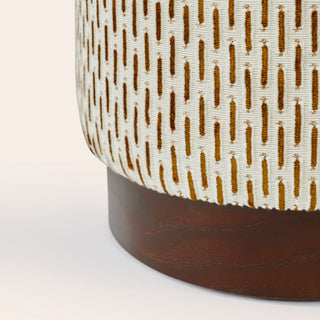 Velvet Pouffe with Walnut Plinth - Paris Vienne