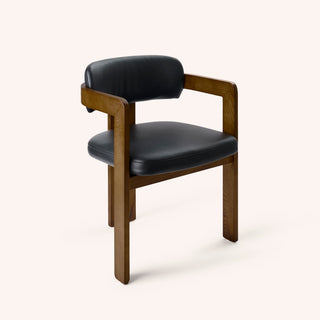 Curved Walnut Dining Chair - Leather