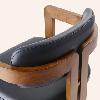 Curved Walnut Dining Chair - Leather