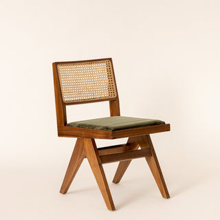 Cane & Upholstered Dining Chair - Natural