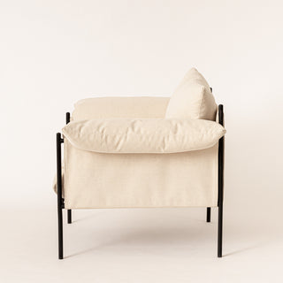 Linen and black occasional chair 