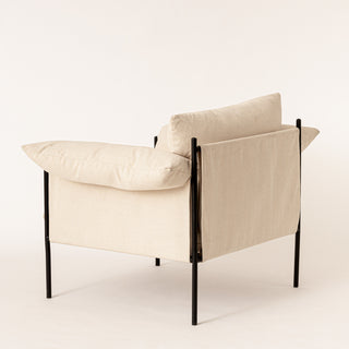 Metal & Linen Lounge Chair