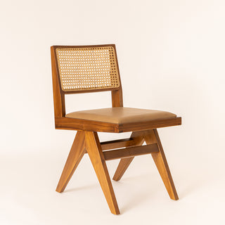 Cane & Upholstered Dining Chair - Natural