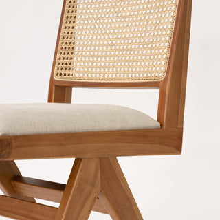 Cane & Upholstered Dining Chair - Natural