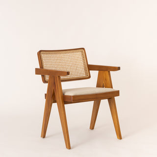 cane and upholstered dining chair
